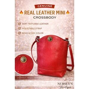 Heroine Red Leather Mini Crossbody Bag Small Bucket Boho